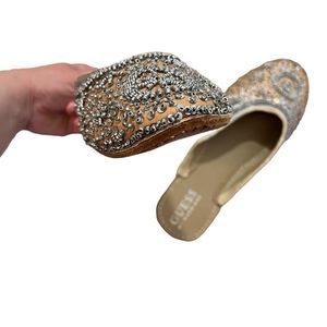 Guess by Marciano Red Leather Bottom Beaded Flat Handmade Size 7